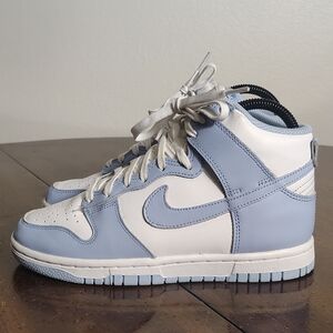 Nike Dunk High Aluminum White Blue Women's Size 5.5 High Top Athletic Shoes EUC